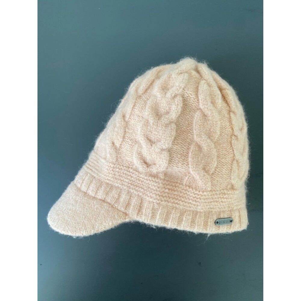 pistil Blush Cable Knit Visor Beanie with Logo Plate Casual Preppy Street Chic